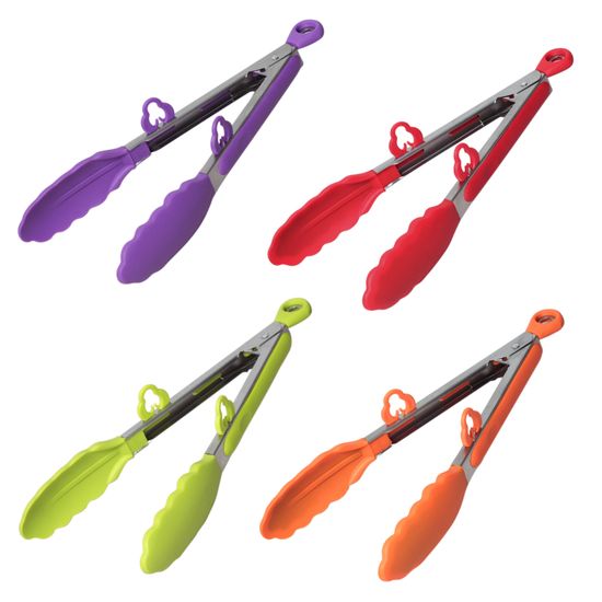 Щипцы силиконовые 23 см. Kamille КМ 7511 с ручками из нержавеющей стали