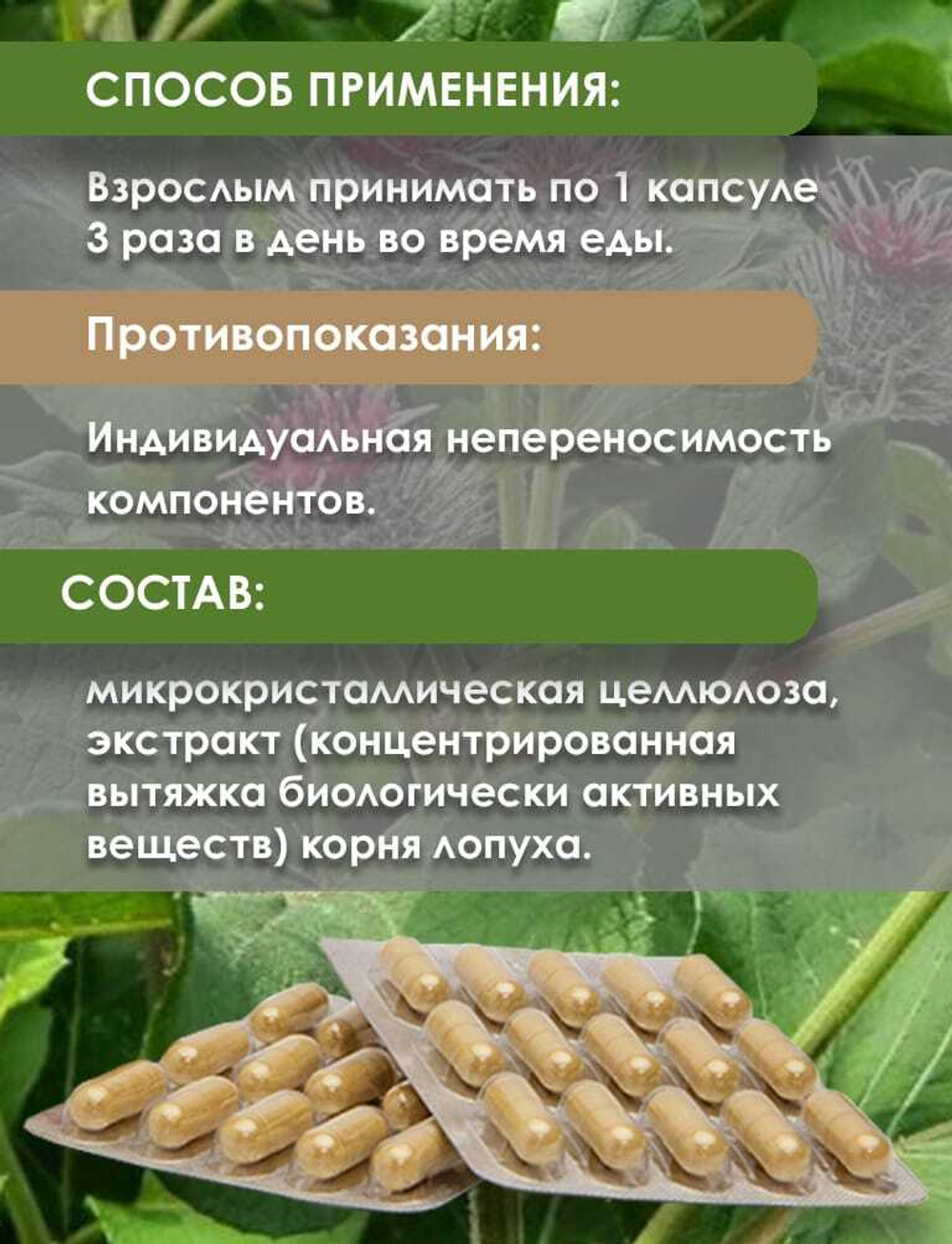 Корень лопуха, экстракт 60 капсул