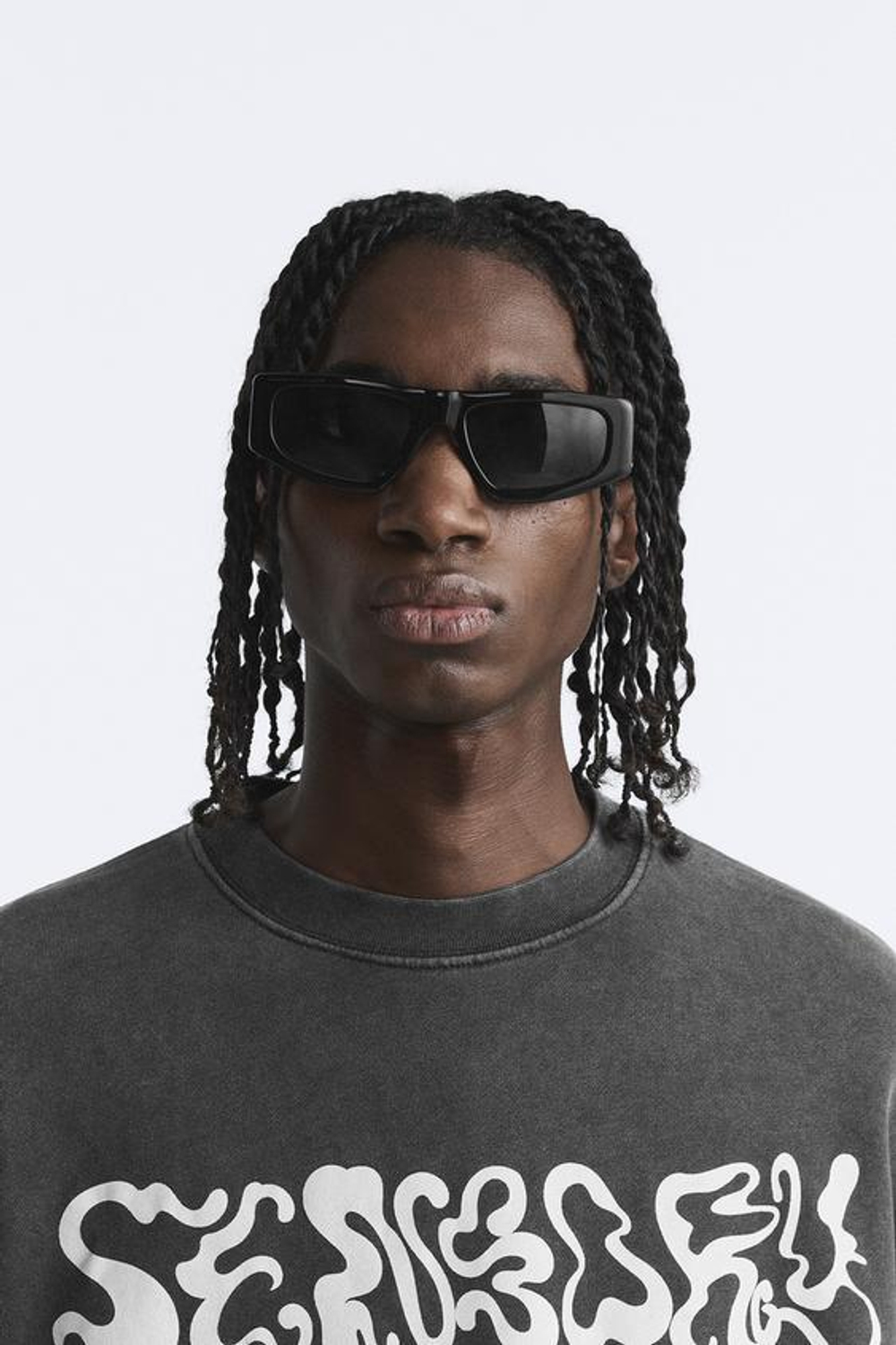 ZARA СОЛНЦЕЗАЩИТНЫЕ ОЧКИ В ПРЯМОУГОЛЬНОЙ ОПРАВЕ, ЧЕРНЫЙ