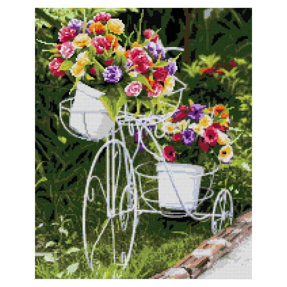 Алмазная мозаика 40*50см полн.заполн. "Велосипед с цветами" (Lori)