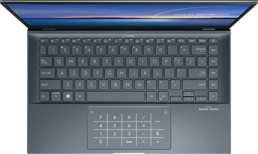 Ноутбук ASUS ZenBook UX435EG-K9253T Intel i5-1135G7/8G/512G SSD/14"; FHD IPS 400nits/GeForce MX450 2G/NumPad/Win10 Серый, 90NB0SI7-M06050