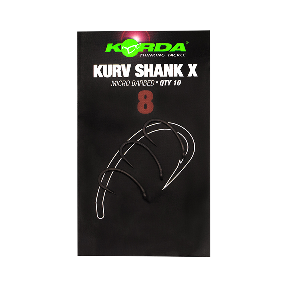 KORDA Крючок Kurv Shank-X №8 с бородкой 10шт