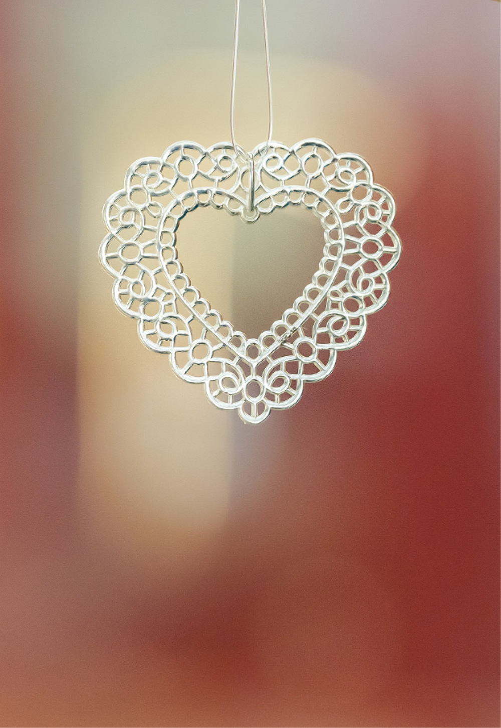 Подвес из серебра "Большое кружевное сердце"
