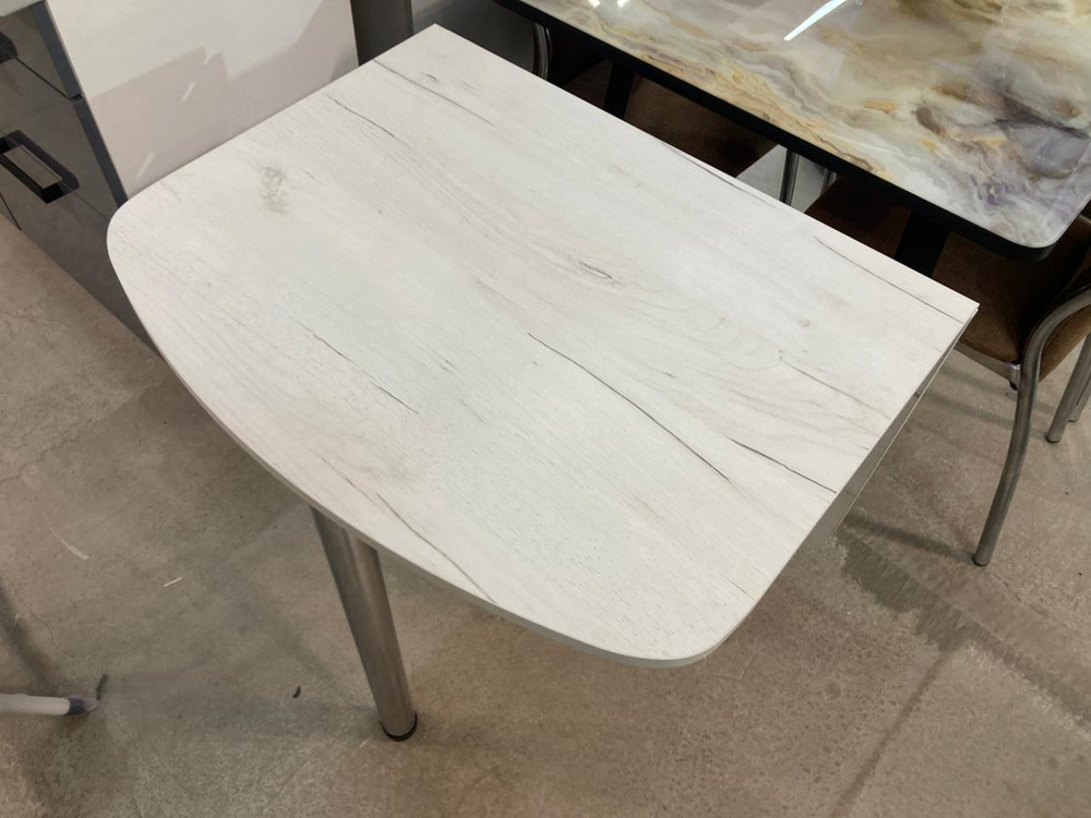 Стол разд Пристенный ЛДСП подстолье хром Ст-ца дуб крафт белый