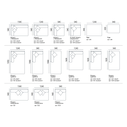 3-х местный нераскладной диван с кушеткой Case 923/910