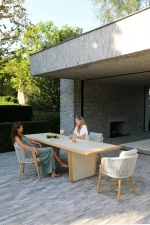 Комплект обеденной мебели серый, керамика/тик