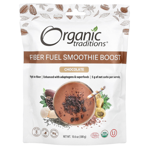 Organic Traditions, Smoothie Boost, питающий клетчаткой, со вкусом шоколада, 300 г (10,6 унции)