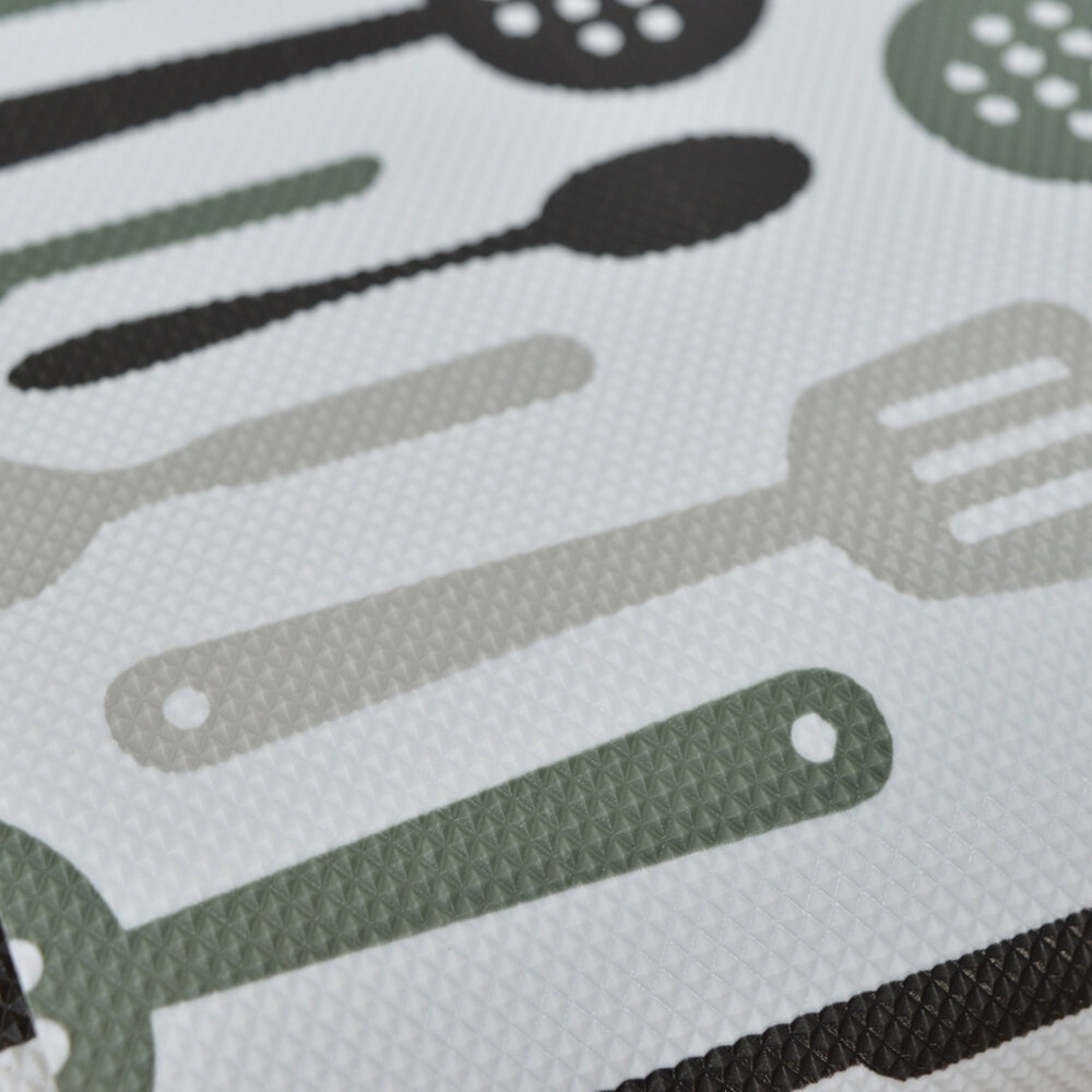 Коврик для кухонных ящиков в рулоне 60*150см "Ложки-вилки", серо-черный