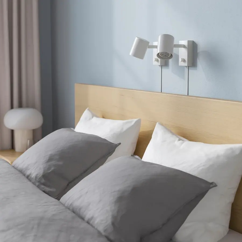 Кровать - IKEA MALM, 200х160 см, матрас жесткий, под беленый дуб, МАЛЬМ ИКЕА