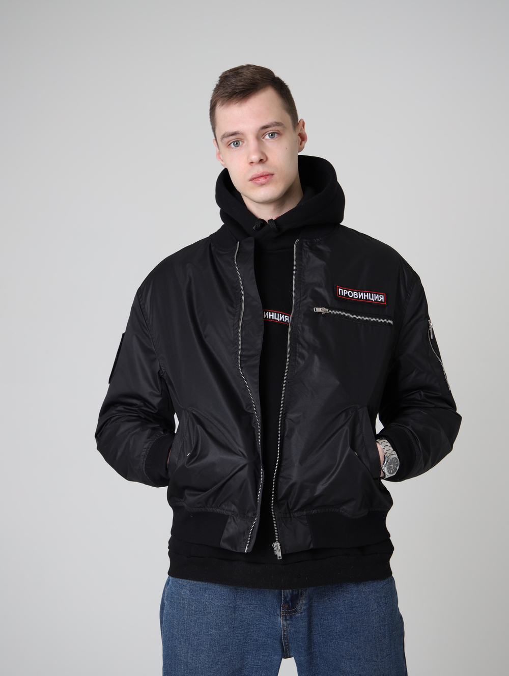 Купить бомбер мужской черный провинция