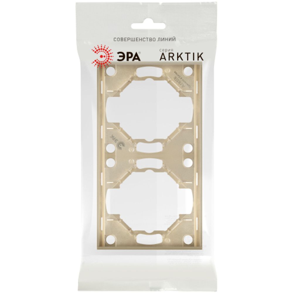 Рамка для розеток и выключателей ЭРА Arktik 16-5002-04 на 2 поста шампань | Эра Arktik