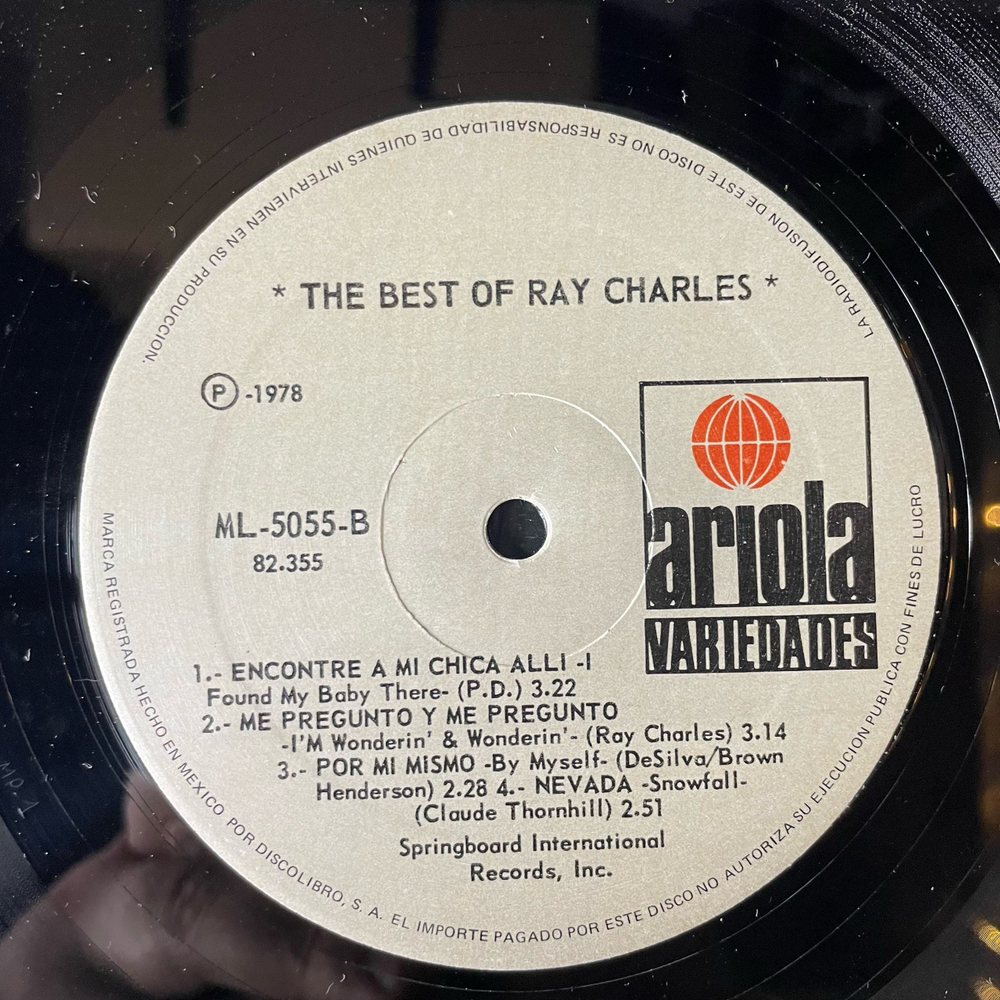 Винтажная виниловая пластинка LP Ray Charles The Best Of (Мексика 1974)