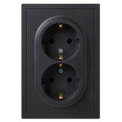 Розетка ЭРА Galaxy 15-2104-05 с заземлением двойная 2X2P+E Schuko 16А-250В IP20 антрацит | Эра Galaxy