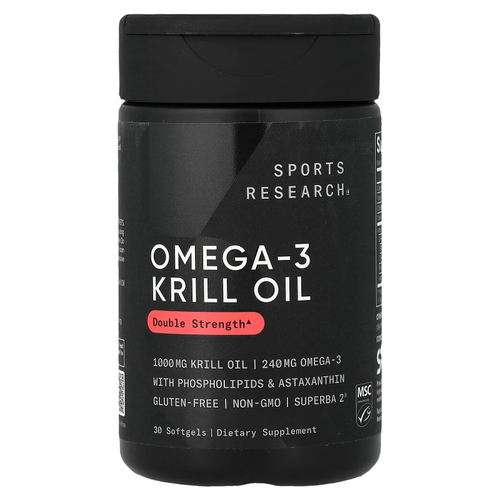 Sports Research, масло криля с омега-3, 30 капсул