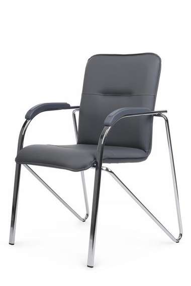 Стул Самба с пластиковыми подлокотниками SMB-03H Хром гальв. Серый