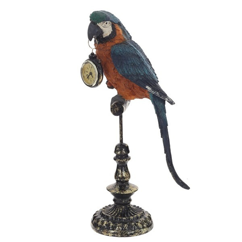 Фигурка декоративная "Попугай" с часами (LR44x1), в.40,5см