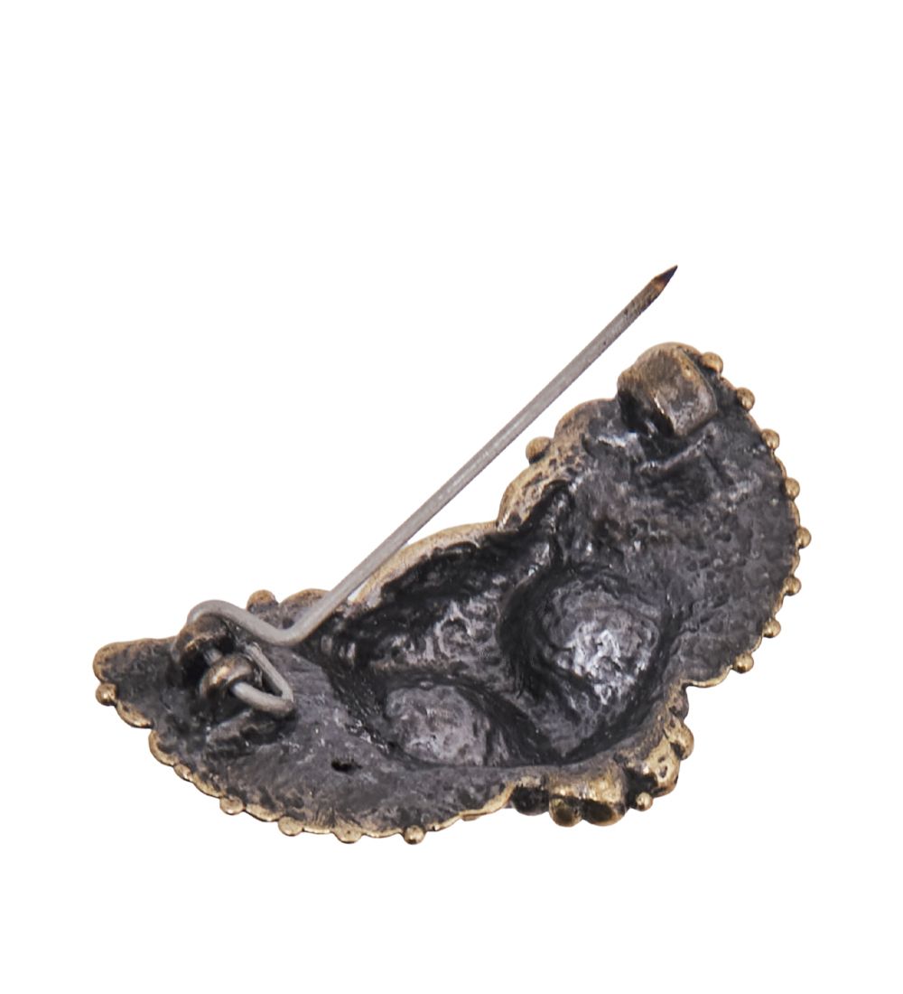 AM-4083 Брошь «Совушка Жужа» (латунь, янтарь)