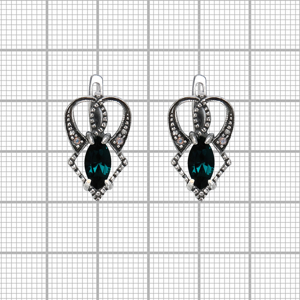 "Чешир" серьги в серебряном покрытии из коллекции "Винтаж" от Jenavi с английским замком