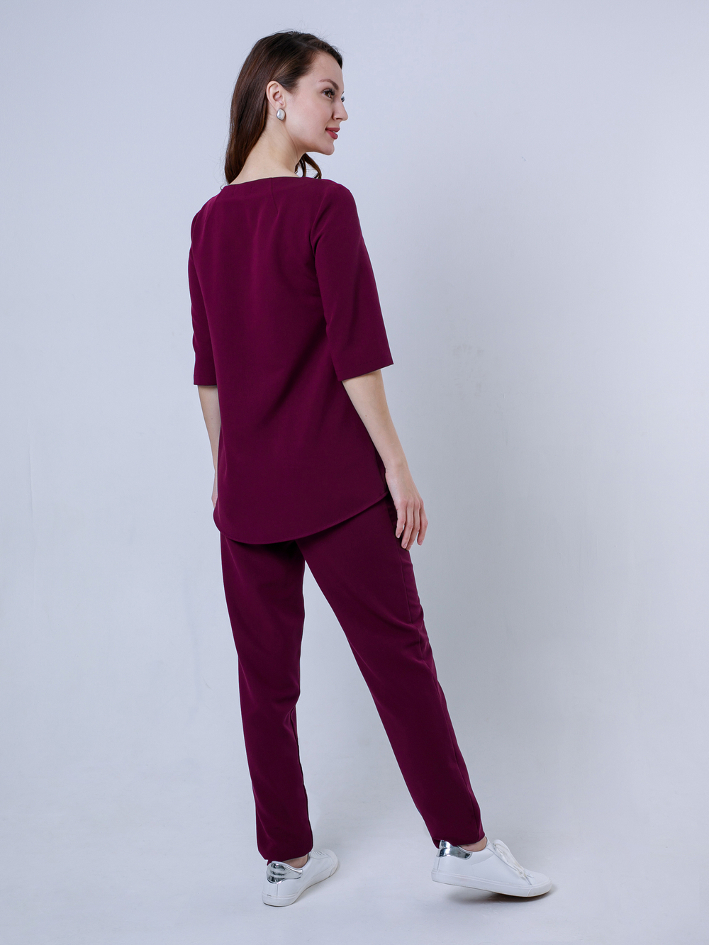 Медицинская блуза бордовая Бл-349/2 3/4 Либерти люкс MediS для врача/для медсестры/для медика