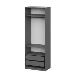 Шкаф распашной с наполнением (3 полки + 2 ящика + штанга) ШК 5 (800), Графит