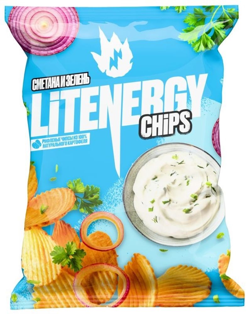 Чипсы LIT ENERGY - Сметана и Зелень, 120 гр