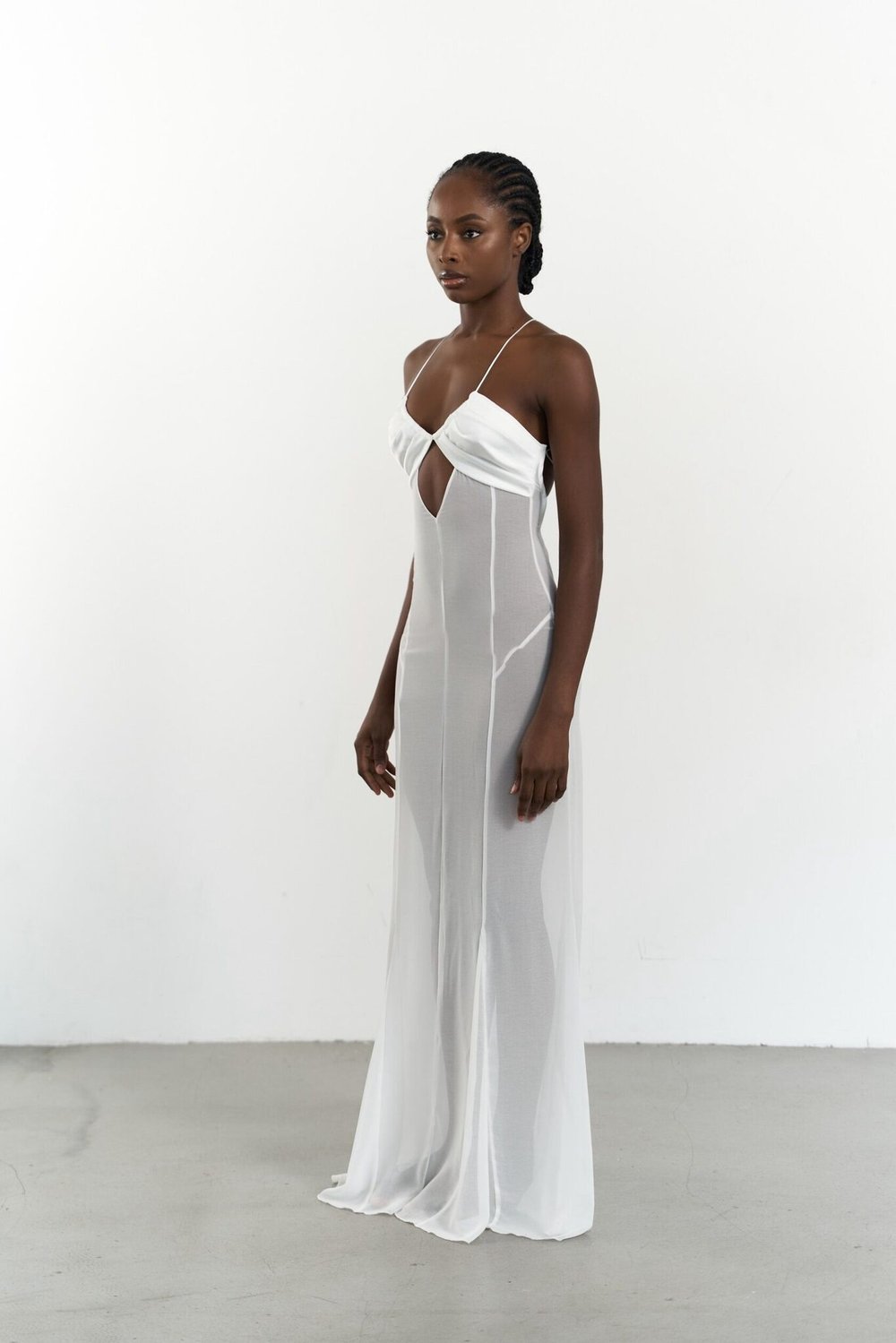 Платье шифоновое с атласным лифом