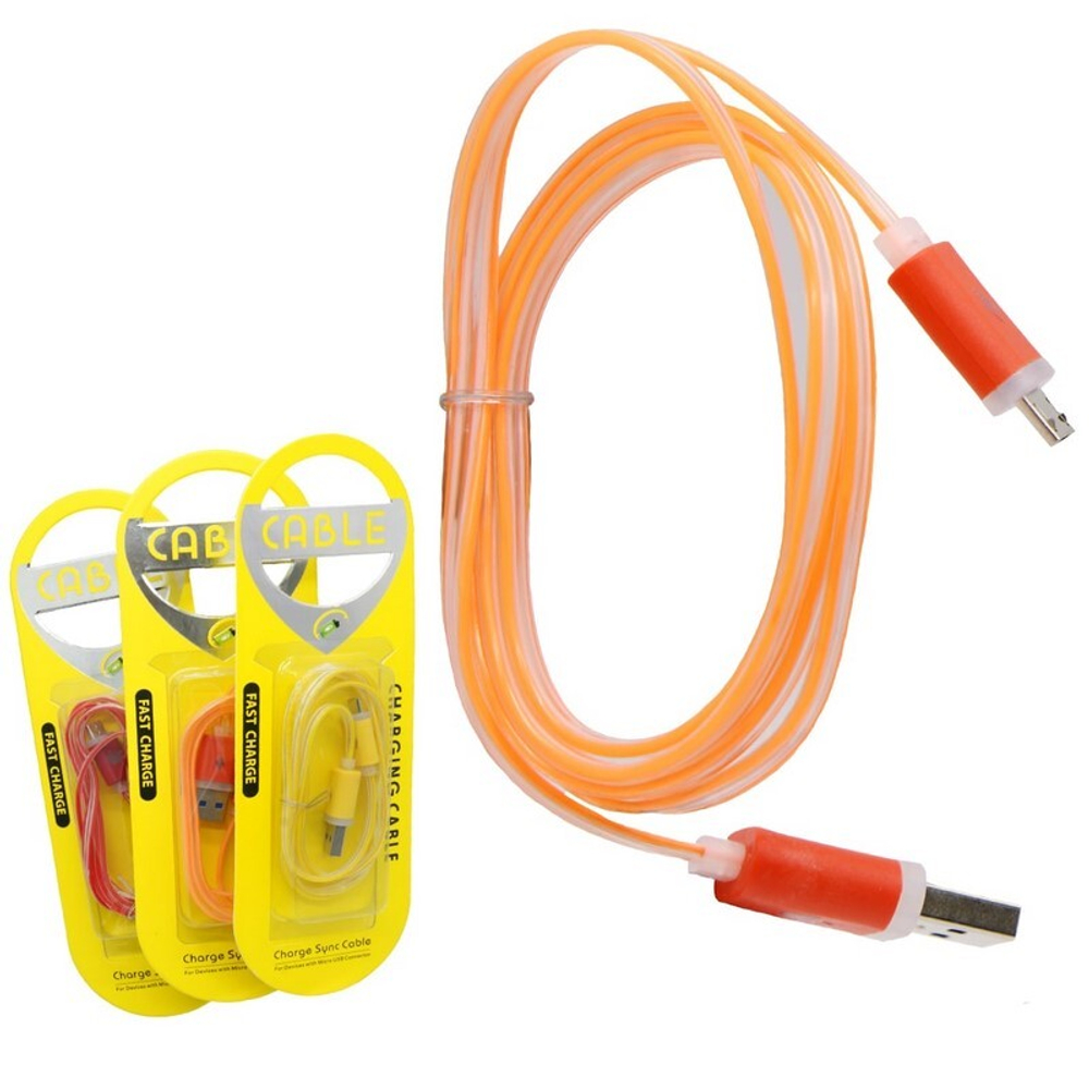 Кабель USB - Micro AFKA-TECH SF-01 LED (Mix) 1м