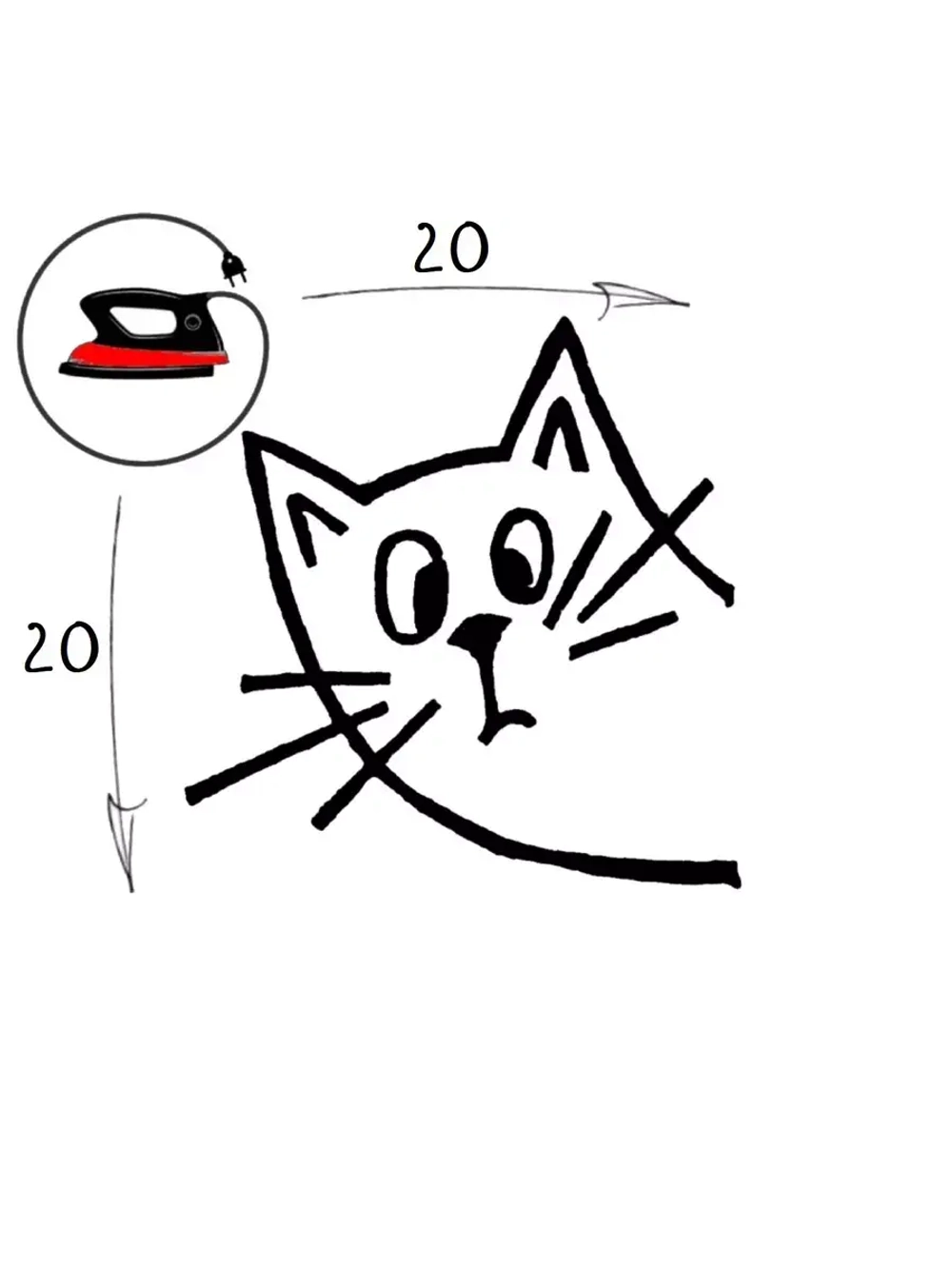 Термотрансфер "Котик", наклейка на одежду, 20х20