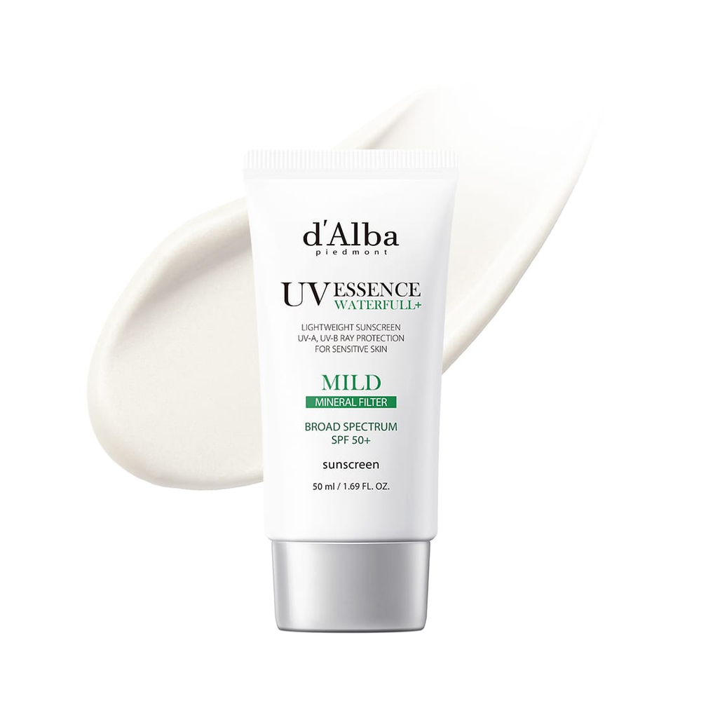 d'Alba, UV Essence Waterfull+, солнцезащитное средство на водной основе, бережное воздействие, SPF 50+, 50 мл (1,69 жидк. унции)