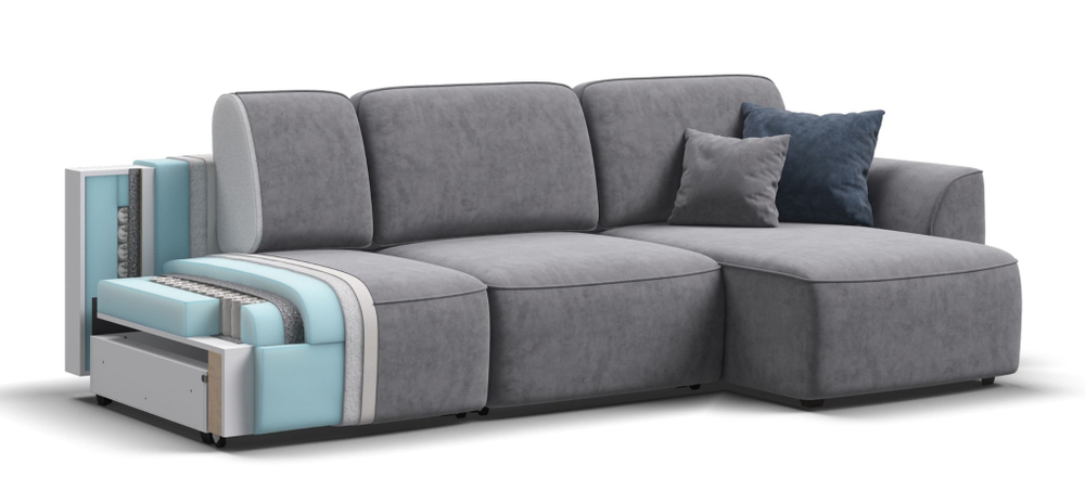 Угловой диван KING MODOOL MAX Велюр royal агат