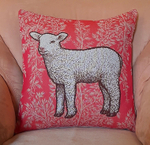 Декоративный гобеленовый чехол для интерьерной подушки Овечка на розовом 47*47