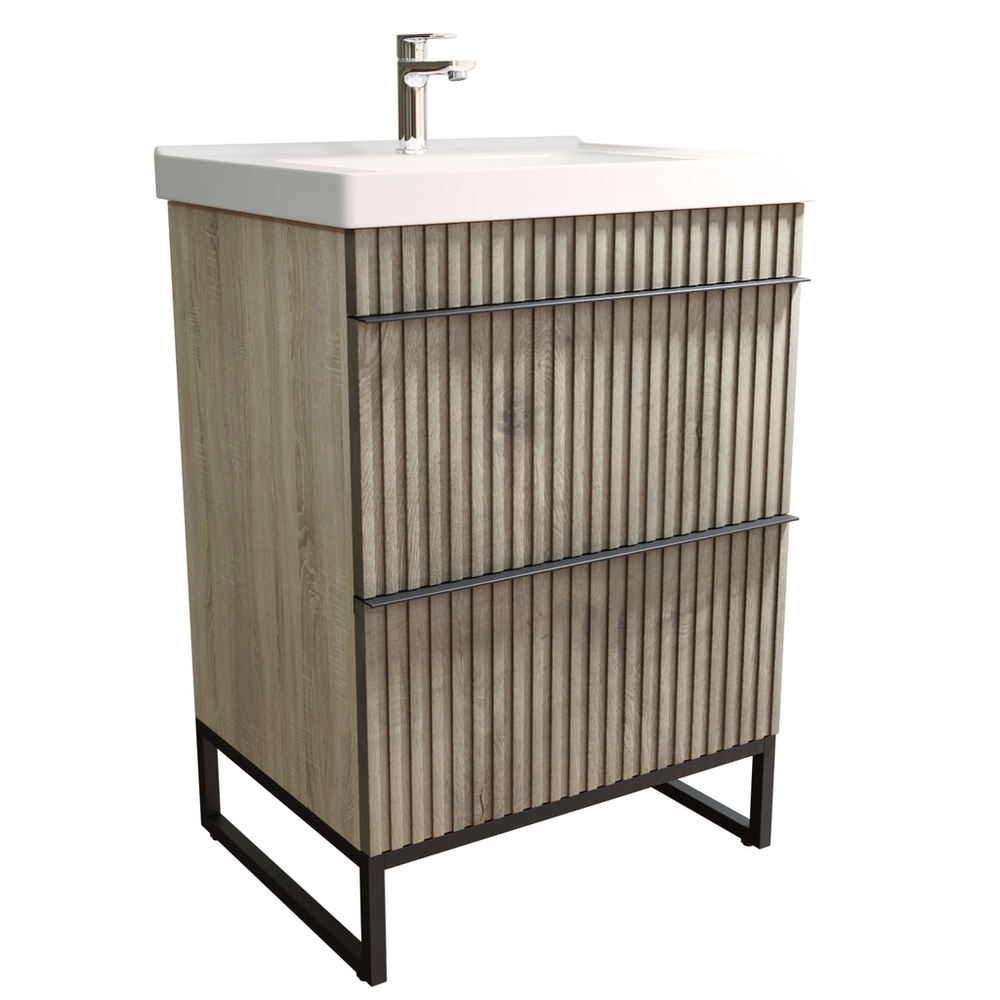 Тумба д/ванной "Окленд -60" Дуб Мелфорд под раковину Грэйс- 60 (DREJA) ЛОФТ (ПВХ)