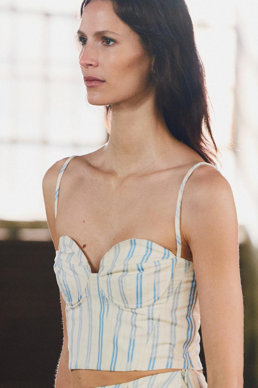 Топ в корсетном стиле в полоску — zw collection