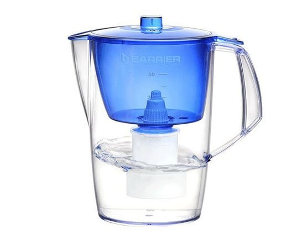 Фильтр для воды кувшин БАРЬЕР Норма, предотвращает накипь, улучшает вкус, календарный индикатор, объем 3,6 л, ресурс 350 л, цвет индиго, кассета Жесткость в комплекте
