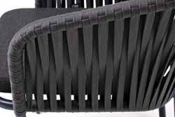 "Бордо" стул плетеный из роупа, каркас алюминий темно-серый (RAL7024) шагрень, роуп серый 15мм, ткань темно-серая 027