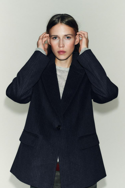 ZARA БЛЕЙЗЕР ИЗ ШЕРСТИ В ТОНКУЮ ПОЛОСКУ, ПОЛОСКИ