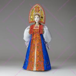 Сувенирная кукла в двурогом кокошнике