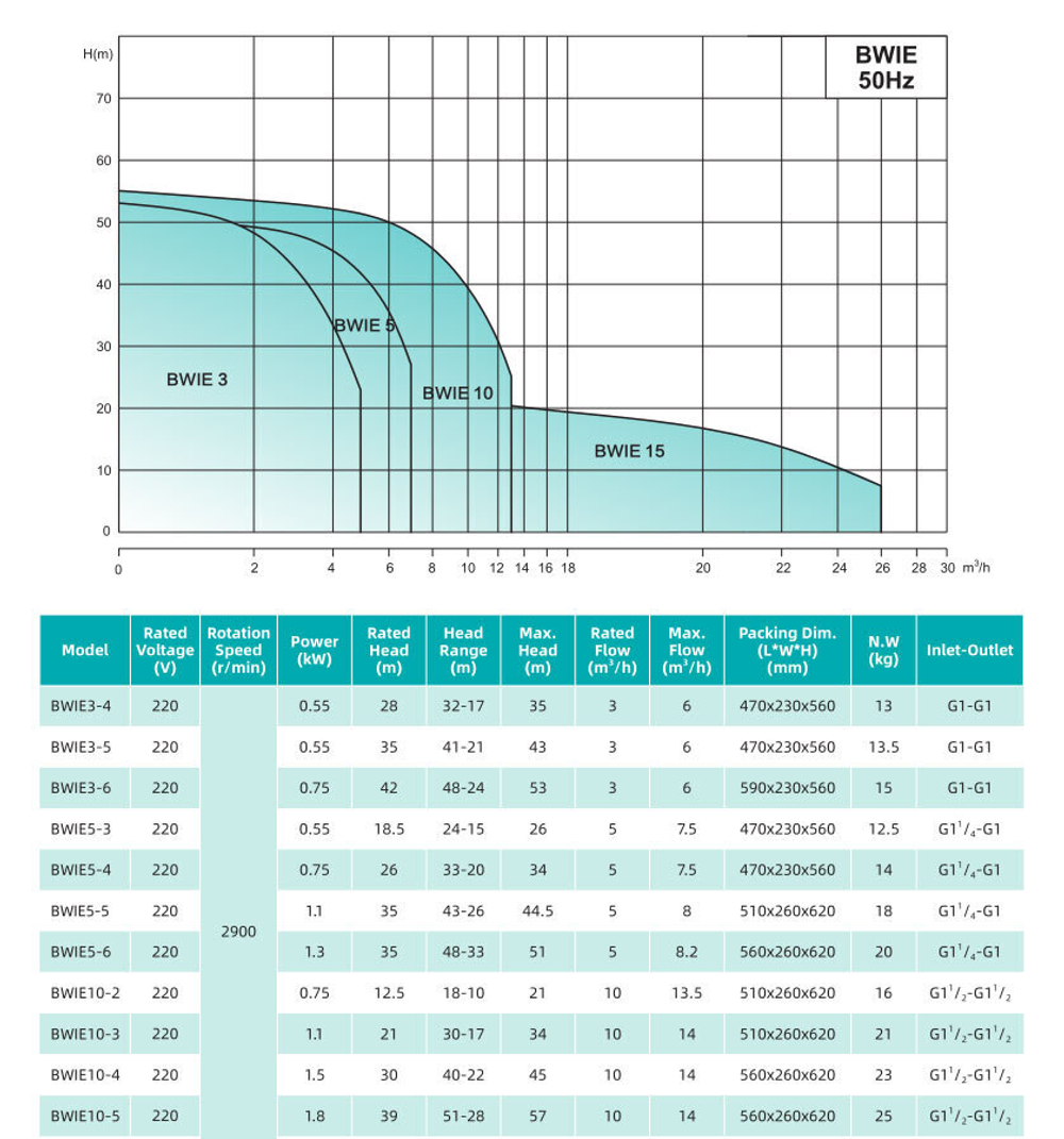 Горизонтальный многоступечатый центробежный интеллектуальный частотно-регулируемый насос с интегрированным частотным преобразователем серии BWIE, Shimge (до +120°C)