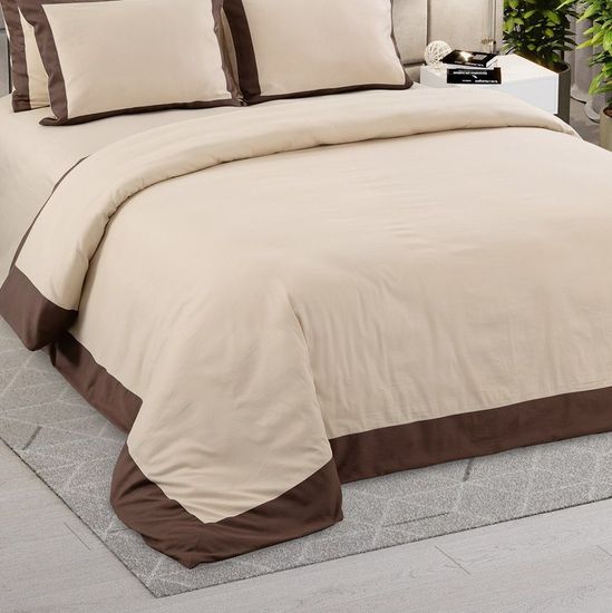 Евро комплект постельного белья Камея сатин Legends бежевый