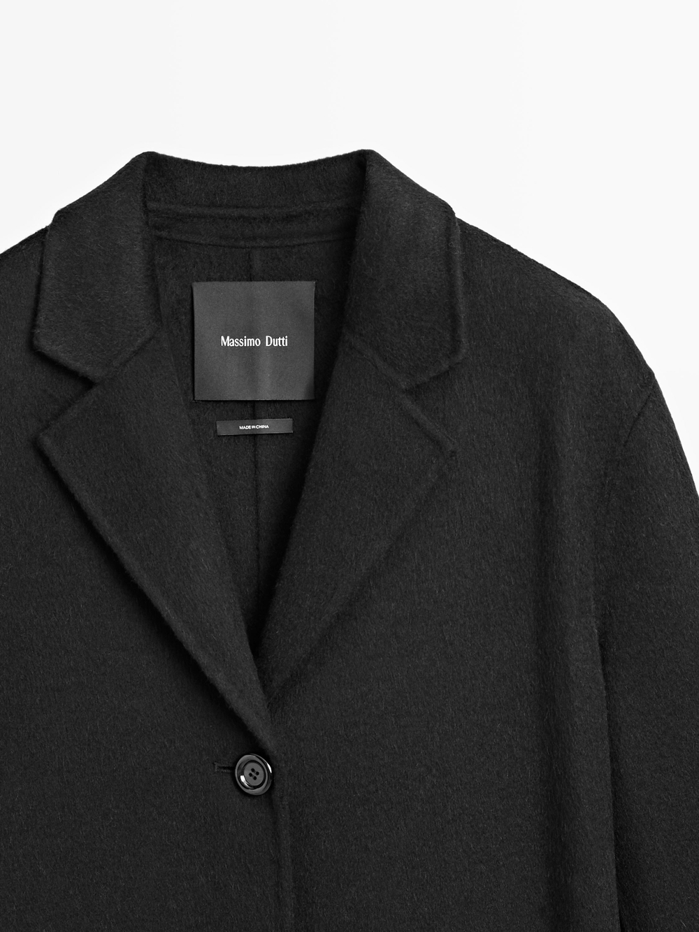 Massimo Dutti Длинное пальто из смесовой шерсти, черный