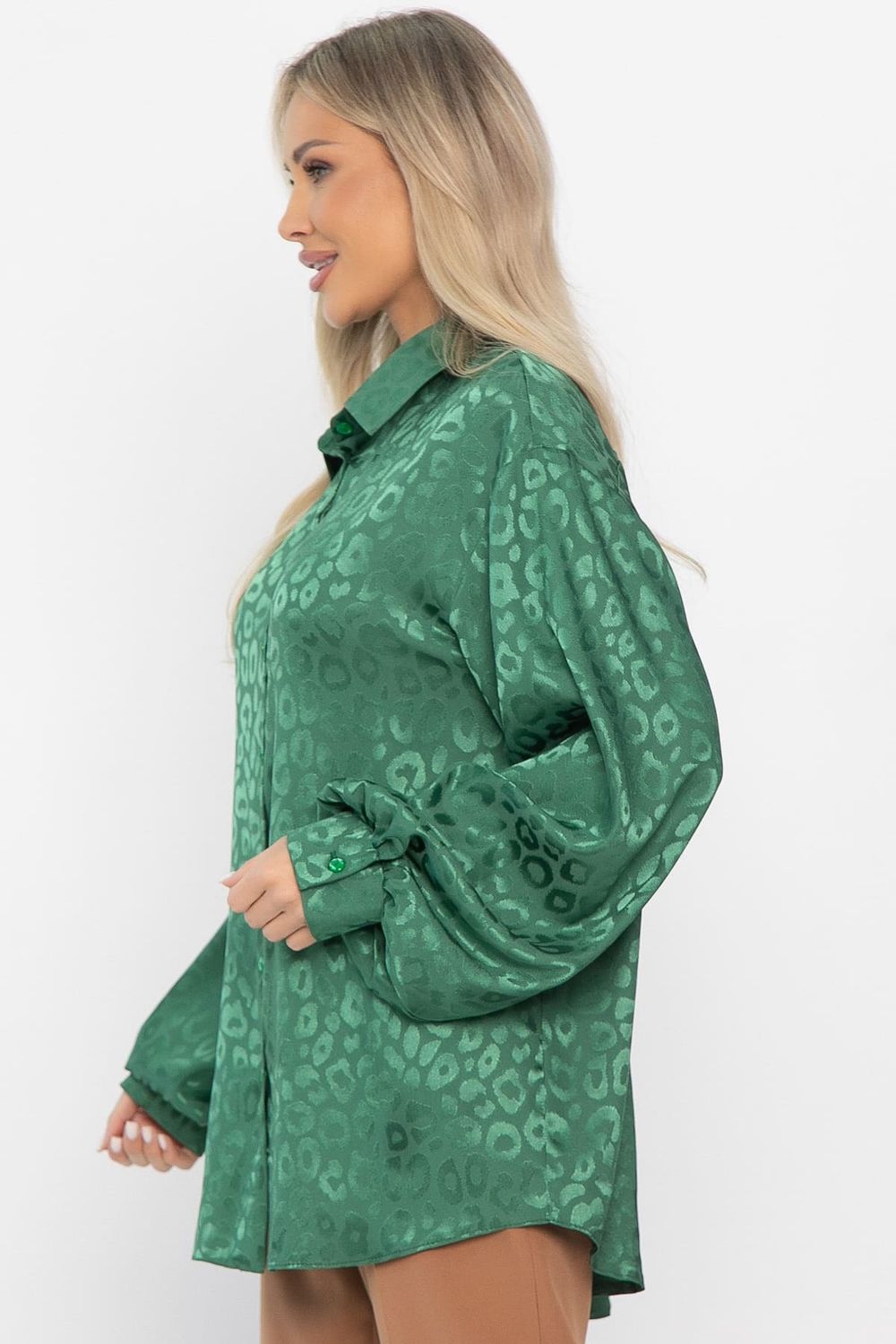 Рубашка атласная Все мысли о тебе (зеленая) Б14504-7М LT Collection