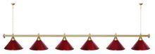 Лампа STARTBILLIARDS 6 пл. (плафоны синие,штанга синяя,фурнитура золото)