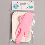 Набор посуды одноразовой для торта на 6 персон, розовый