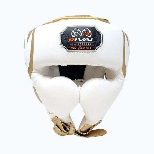 Боксёрский шлем Rival RHG100 Professional Headgear white/gold