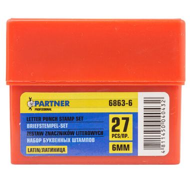 Набор буквенных штампов 27пр. (6мм)(латиница),в пластиковом футляре Partner PA-6863-6