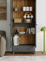 Шкаф витрина Бритта двухдверный серый/антик