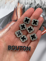 Пуговицы цветок черные серебро со стразами в стиле ван кл