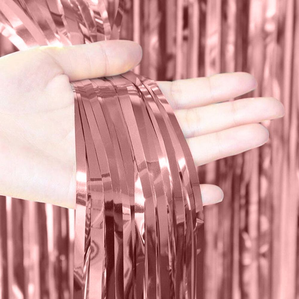 Занавес Дождик Розовое Золото, Металлик, 100*200 см, 1 шт.