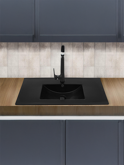 Раковина врезная (матовая черная) WeltWasser WW  DEILBACH 7517- 90 MT- BL 915х395х175