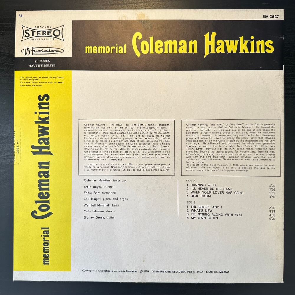 Coleman Hawkins - Memorial (Италия 1974г.)